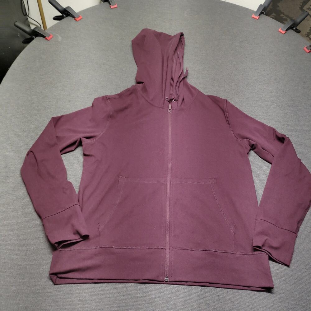 Yogalicious Lux Zip-Up Hooded Jacket, Plum Mauve, Women's Size Large